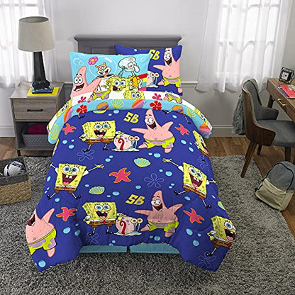 Franco Kids Bedding Super Soft Comforter and Sheet Set with Sham, 5 Piece Twin Size, Spongebob Squarepants - color: Spongebob Squarepants, size: Twin