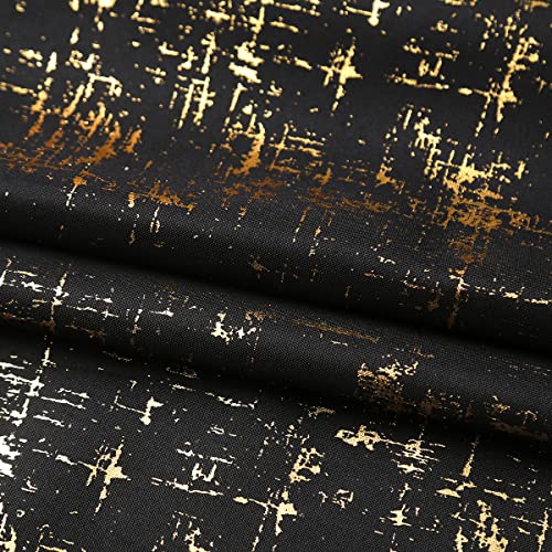 Taisier Home Gold Foil Print Linen Textured Curtains Geometric Dots Pattern Design Curtains for Nursery Toy Room Thermal Insulated Window Treatment 2 Panels 45" L,Black and Gold Drapes Print - color: Black/Gold, size: 52"W x 45"L (Pack of 2)