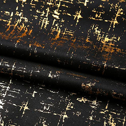 Taisier Home Gold Foil Print Linen Textured Curtains Geometric Dots Pattern Design Curtains for Nursery Toy Room Thermal Insulated Window Treatment 2 Panels 45" L,Black and Gold Drapes Print - color: Black/Gold, size: 52"W x 45"L (Pack of 2)