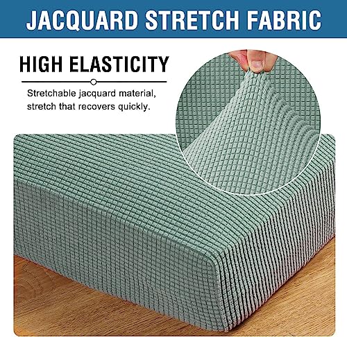 H.VERSAILTEX Super Stretch Individual Seat Cushion Covers Sofa Covers Couch Cushion Covers Slipcover Sets Thick Jacquard Textured Twill Fabric (1 Piece Loveseat Cushion Cover, Sage) - color: Sage, size: 1 Cushion Loveseat