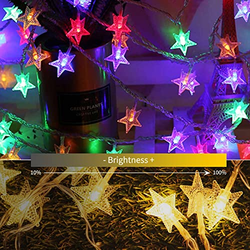 Minetom Star String Lights - color: Warm White + Multicolor - 33ft