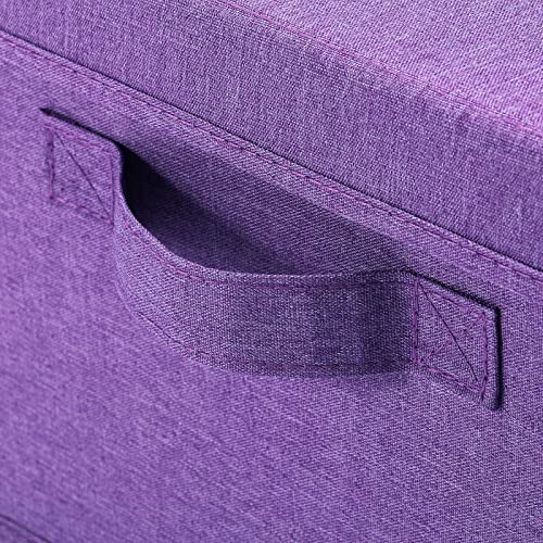 HOONEX Foldable Storage Bins with Lids, Pack of 2, Storage Boxes with 2 Carrying Handles and Sturdy Heavy Cardboard, 16.5" L x 11.8" W x 7.5" H for Shoes, Books, Clothes, Purple - color: Purple