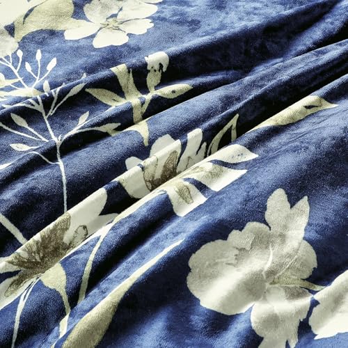 Sunshine Nicole Reversible Comforter Set, Printed Distressed Velvet Front and Sold Distressed Velvet Reverse, 3 Pieces Navy Blue Queen, with Soft Polyester Fill - color: Navy, size: Queen