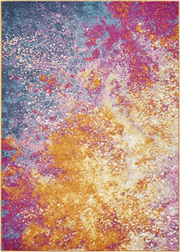 Nourison Home Passion Sunburst 3'9'' x 5'9'' Area-Rug, Modern, Abstract, Easy-Cleaning, Non Shedding, Bed Room, Living Room, Dining Room, Kitchen, (4' x 6') - color: Sunburst, size: 3'9" x 5'9" (Rectangular)