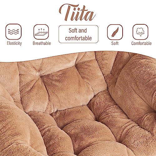 Modern Large Accent Lounge Chair with Ottoman, Leisure Sofa Armchair with Footrest, Reading Chair for Bedroom, Living Room, Dorm Rooms, Garden and Courtyard - color: Plush-brown