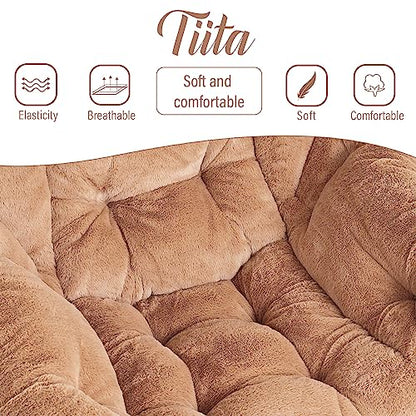 Modern Large Accent Lounge Chair with Ottoman, Leisure Sofa Armchair with Footrest, Reading Chair for Bedroom, Living Room, Dorm Rooms, Garden and Courtyard - color: Plush-brown