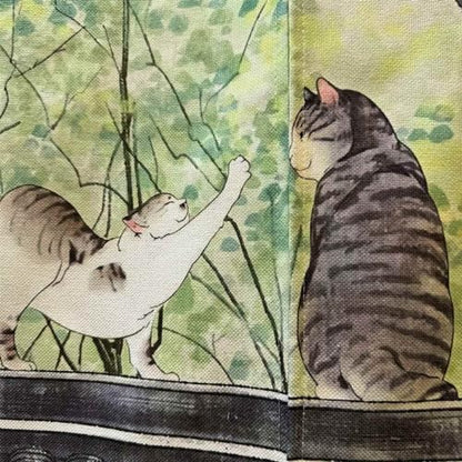 Ofat Home Cats with Trees Japanese Noren Doorway Curtain, Closet Curtain, Custom Panel Curtain, 85x150cm (cat-Walls) - color: Cat-walls