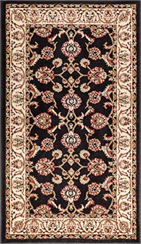 Well Woven Barclay Collection Sarouk Black 2x4 Area Rug - for Entryways, Small Bedrooms, Living Rooms - color: Black, size: 2'3" x 3'11" (Rectangular)