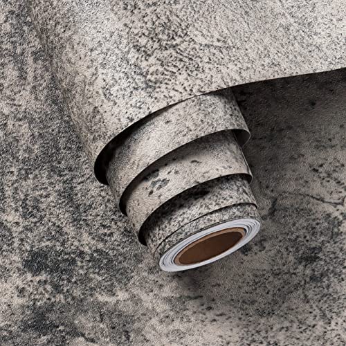 FunStick Grey Cracked Concrete Wallpaper Roll Peel and Stick Matte Concrete Countertop Contact Paper Self Adhesive Removable Vinyl Retro Cement Wall Paper for Bedroom Kitchen Drawers Thick 15.7"x78.7" - size: 15.8" x 78.8"