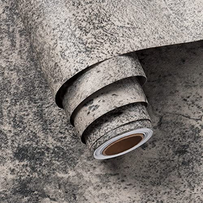 FunStick Grey Cracked Concrete Wallpaper Roll Peel and Stick Matte Concrete Countertop Contact Paper Self Adhesive Removable Vinyl Retro Cement Wall Paper for Bedroom Kitchen Drawers Thick 15.7"x78.7" - size: 15.8" x 78.8"