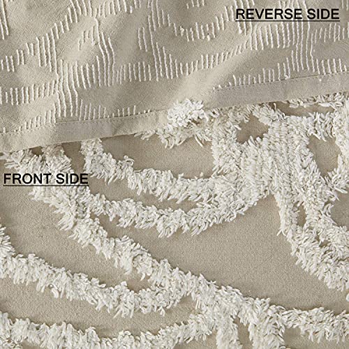 Madison Park Laetitia Lightweight 100% Cotton Quilt Set, Breathable Chenille Tufted, Shabby Chic Boho Medallion Design, Sham, Floral Taupe w/ Tassels, Full/Queen-2 Piece | Lightweight Bedding Set, Shabby Chic, Boho, Medallion, Floral, Machine Washable, Ea