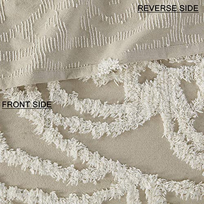 Madison Park Laetitia Lightweight 100% Cotton Quilt Set, Breathable Chenille Tufted, Shabby Chic Boho Medallion Design, Sham, Floral Taupe w/ Tassels, Full/Queen-2 Piece | Lightweight Bedding Set, Shabby Chic, Boho, Medallion, Floral, Machine Washable, Ea