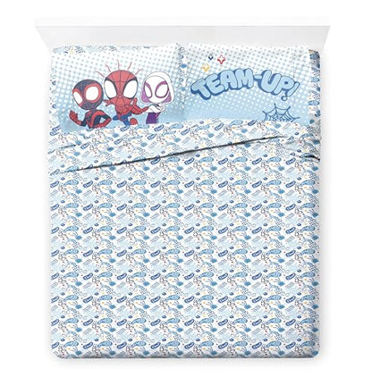 Jay Franco Marvel Spidey and His Amazing Friends 7 Pc Full Comforter Set | Super Soft Microfiber Bed in a Bag, Superhero Bedding, Ghost-Spider, Machine Washable, Official Marvel Product, Kids Gift - color: Light Blue - Spidey & His Amazing Friends, size: