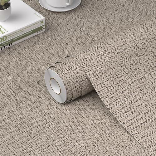 WADILE Grasscloth Peel and Stick Wallpaper 15.7in x 78.7in Gray Yellow | Textured contact paper, Faux linen, Vinyl material, Cabinets, Self adhesive - color: Gray Yellow, size: 15.7" x 78.7"