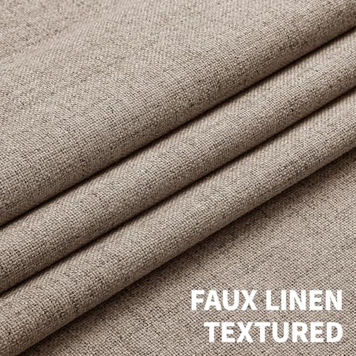 CUCRAF 100% Blackout Window Curtains 54 inches Long 2 Panels Set, Faux Linen Look Thermal Insulated Grommet Drapes, Room Darkening Curtain for Bedroom Living Room(W52 x L54 Inch, Light Khaki) - color: Light Khaki, size: 52"W x 54"L (Pack of 2)