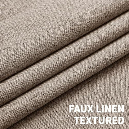 CUCRAF 100% Blackout Window Curtains 72 inches Long 2 Panels Set, Faux Linen Look Thermal Insulated Grommet Drapes, Room Darkening Curtain for Bedroom Living Room(W52 x L72 Inch, Light Khaki) - color: Light Khaki, size: 52"W x 72"L (Pack of 2)