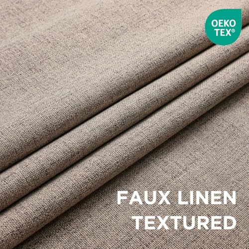CUCRAF 100% Blackout Window Curtains 84 inches Long 2 Panels Set, Faux Linen Look Thermal Insulated Grommet Drapes, Room Darkening Curtain for Bedroom Living Room(W52 x L84 Inch, Light Khaki) - color: Light Khaki, size: 52"W x 84"L (Pack of 2)