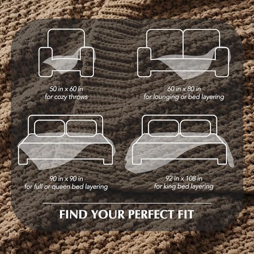 EVERGRACEHOME Chunky Chenille Knit Throw Blanket, 50 x 60, Camel Brown | Sculpted Moss Stitch, Chic Modern Farmhouse, All-Season Warmth, OEKO-TEX® Certified, Elegant Blanket for Couch, Bed, Sofa - color: Camel Brown, size: 50" X 60"