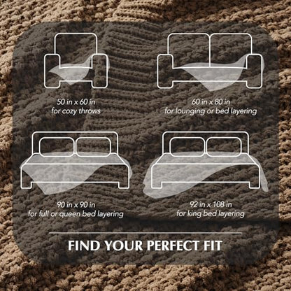 EVERGRACEHOME Chunky Chenille Knit Throw Blanket, 60 x 80, Camel Brown | Sculpted Moss Stitch, Chic Modern Farmhouse, All-Season Warmth, OEKO-TEX® Certified, Elegant Blanket for Couch, Bed, Sofa - color: Camel Brown, size: 60" X 80"