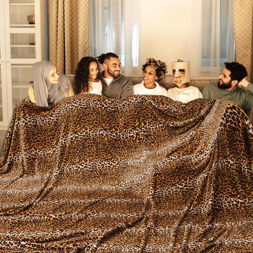 Bnuitland Leopard Print Flannel Blanket, Large Size 108x90 Inches for Bed Couch Travel, 300 GSM Double Sided Cheetah Print Super Soft Fuzzy Fluffy Fleece Blanket for Adults - color: Leopard Brown, size: California King