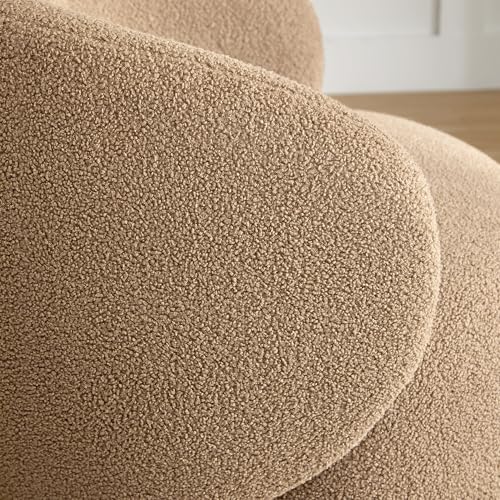 KISLOT Swivel Barrel Accent Chair, Boucle Fabric, Sand, 2-Pack | Modern Style, Upholstered, for Living Room/Bedroom/Waiting Room - color: Sand, size: Pack of 2