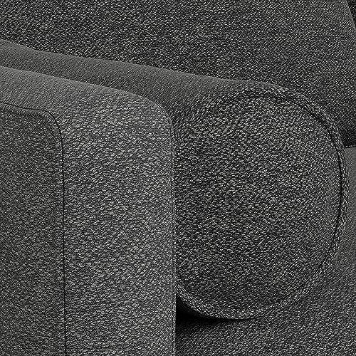 SIMPLIHOME Morrison Sofa and Ottoman 2-Piece Set in Charcoal Grey - color: Charcoal Grey, style: Right Sectional Sofa