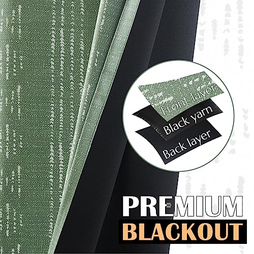 jinchan Boho Blackout Curtains 63 Inch Length for Bedroom Living Room | White on Sage Green Geometric Printed Grommet Curtains Room Darkening Thermal Insulated Window Treatments 2 Panels - color: Boho | White on Sage Green, size: 52"W x 63"L (Pack of 2)