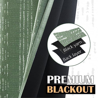 jinchan Boho Blackout Curtains 63 Inch Length for Bedroom Living Room | White on Sage Green Geometric Printed Grommet Curtains Room Darkening Thermal Insulated Window Treatments 2 Panels - color: Boho | White on Sage Green, size: 52"W x 63"L (Pack of 2)