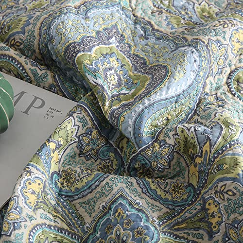 Autumn Dream Cotton Bedspread Quilt Sets, 3 Pieces Reversible Comforter Coverlet Sets, Classical Damask Paisley,King Size - color: Classical Damask, size: King (96by108 inch)