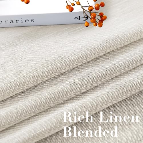 H.VERSAILTEX Natural Linen Sheer Curtains Flax Linen Blended Curtain Panels Living Room, Nickel Grommet Semitransparent Semi-Sheer Soft Privacy Drapes, Natural, 84 inches Long 2 Panels - color: Natural, size: 52"W x 84"L (Pack of 2)