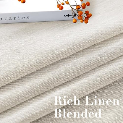 H.VERSAILTEX Linen Curtains Nickel Grommet Natural Linen Semi-Sheer Curtains 2 Panels Privacy Added Premium Soft Rich Material Drapes for Bedroom/Living Room - 52x54 - Inch - Natural - color: Natural, size: 52"W x 54"L (Pack of 2)