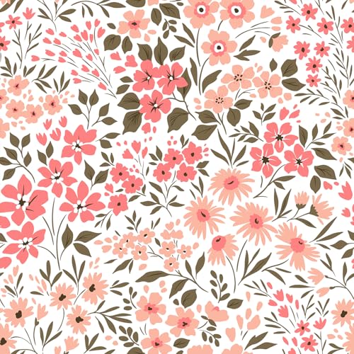 Pink Flowers Peel and Stick self Adhesive Wallpaper Floral - 96''x32'' - color: X13, size: 96"x32"