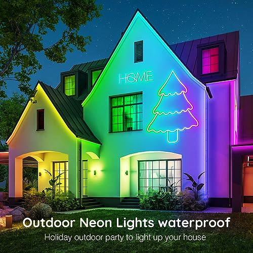 LETIANPAI 32.8Ft Neon Rope Lights,Flexible Led Rope Lights Control with App/Remote,Multiple Modes Rope Lights,IP65 Outdoor RGB Led Neon Lights Waterproof,Music Sync Gaming Led Light Strip (32.8FT) - size: 32.8 ft