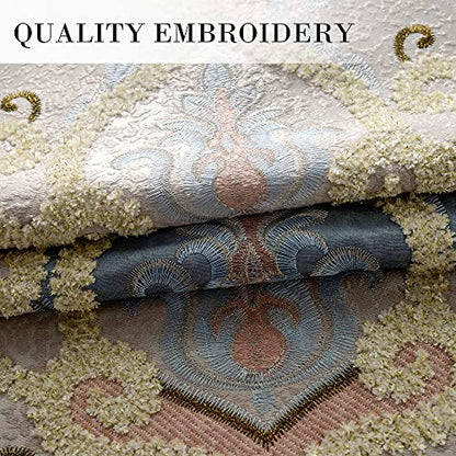 Embroidered Curtains 84 inches Long Grommet Window Treatment Voile Panel Drape for Living Room Kitchen, Two Panels, W54 x L84 inch - color: C1, size: 54"W x 84"L (Pack of 2)