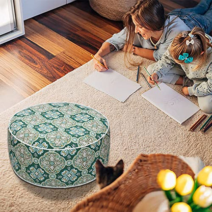 FUNHOME Inflatable Stool Ottoman Footrest with Handle D20 xH9-Green Medal | Indoor Outdoor Footrest Seat, Water-Repellent, Footstool Pouf for Home Patio Garden and Camping Use - color: Green Medal