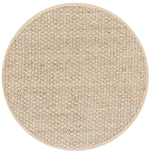 SAFAVIEH Area Rug 3' Round - Natural Fiber Collection - Natural & Beige, Seagrass, Basketweave Pattern with Border (NF114A) - color: Natural/Beige, size: 3' (Round)