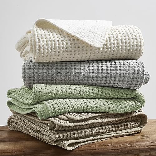 Levtex Home Mills Waffle Twin Bedspread Set (84x104in) with 1 Pillow Sham (26x20in) - Desert Sage - 100% Cotton Twin Size Bedspread Set - Lightweight, Soft, Pre-Washed - color: Sage Green, size: Twin Bedspread