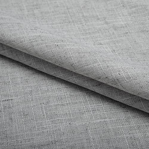 Grey Kitchen Curtains 45 Inch Length Sets of 2 Panels Linen Semi Sheer Opaque Short Bathroom Small Window Curtains Gray - color: Grey, size: 52"W x 45"L (Pack of 2)