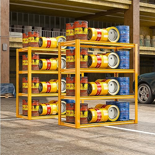 REIBII 40" W Yellow Garage Shelving with Double-Layer Frames for Homeowners | Load 2200Lbs, Adjustable, 10-Minute Easy Assembly, Wire Mesh Panels, for Garage Basement Warehouse Pantry, 40"W×19.5"D×59.5"H - color: Orange