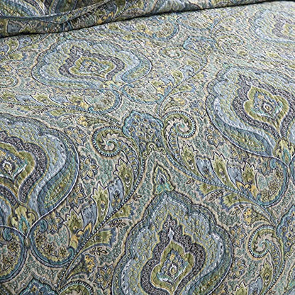Autumn Dream Cotton Bedspread Quilt Sets, 3 Pieces Reversible Comforter Coverlet Sets, Classical Damask Paisley,King Size - color: Classical Damask, size: King (96by108 inch)