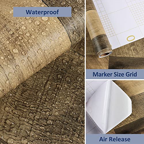 Brown Wood Counter Top Peel and Stick Waterproof Wood Contact Paper | Self Adhesive Wooden Wallpaper Rustic Wooden Vinyl Countertop Wrap for Countertops Tables Kitchen Cabinets 15.8" x 78" - color: 1, size: 15.8" x 78"
