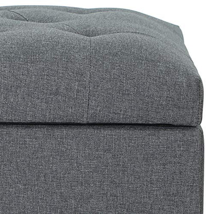 Adeco Classy Linen Blend Fabric Accents Rectangular Storage Bench Ottoman Footstool, Footrest Side Table for Living Room Bedroom, Gray - color: Grey