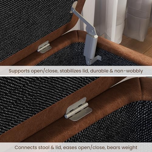 Breakfast Nook Bench with Hidden Storage, Premium Faux Leather Cushion & Metal Base, 53 Inch Extra Seating for Dining Room/Living Room, Entryway - color: Brown