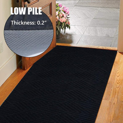 Runner Rug Non Slip, 1FT x 10FT Hallway Entryway Area Rug Indoor Outdoor Rubber Back Carpet Mat for Kitchen Laundry Room Foyer Balcony Living Room, Black Stripe