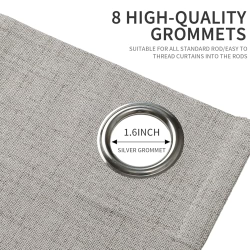 Joydeco Greyish White Blackout Curtains 120 Inches Long, Extra Long Curtains 120 Inch Length 1 Panel for Bedroom, Thermal Insulated Linen Black Out Curtains with Grommets(100x120, Greyish White) - color: Greyish White, size: 100"W x 120"L (Pack of 1)