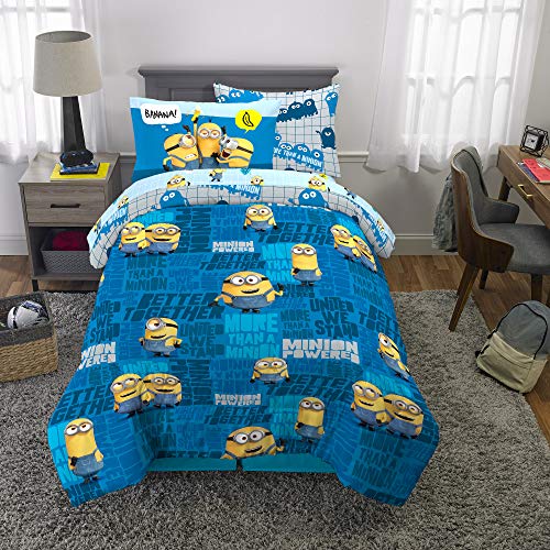 Franco Kids Bedding Super Soft Comforter and Sheet Set with Sham, 5 Piece Twin Size, Minions The Rise Of Gru - color: Minions the Rise of Gru, size: Twin