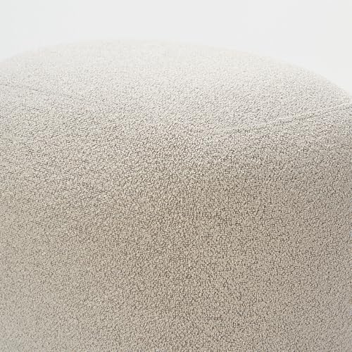 KINWELL Round Boucle Upholstered Ottoman Chair Padded Seat Footstool, Taupe | Easy Assembled Modern Soft Sofa Couch Loveseat Chair Footrest, Extra Seating for Bedroom Entryway, 18.5" D x 23" W x 16.5" H - color: Taupe