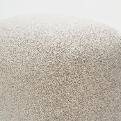 KINWELL Round Boucle Upholstered Ottoman Chair Padded Seat Footstool, Taupe | Easy Assembled Modern Soft Sofa Couch Loveseat Chair Footrest, Extra Seating for Bedroom Entryway, 18.5" D x 23" W x 16.5" H - color: Taupe