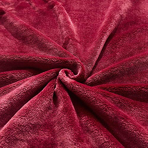 TASTHROW Large Flannel Fleece Throw Blanket, 50×70 Inch - Burgundy | Cozy Lightweight Thick Blanket - All Seasons Suitable for Women, Men and Kids - color: Burgundy, size: 50"x70"