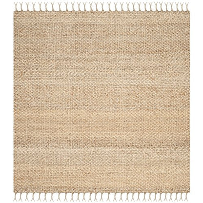 SAFAVIEH Natural Fiber Collection Area Rug - 4' Square, Natural, Handmade Farmhouse Fringe Jute, Ideal for High Traffic Areas in Living Room, Bedroom (NF733A) - size: 4' x 4' (Square)
